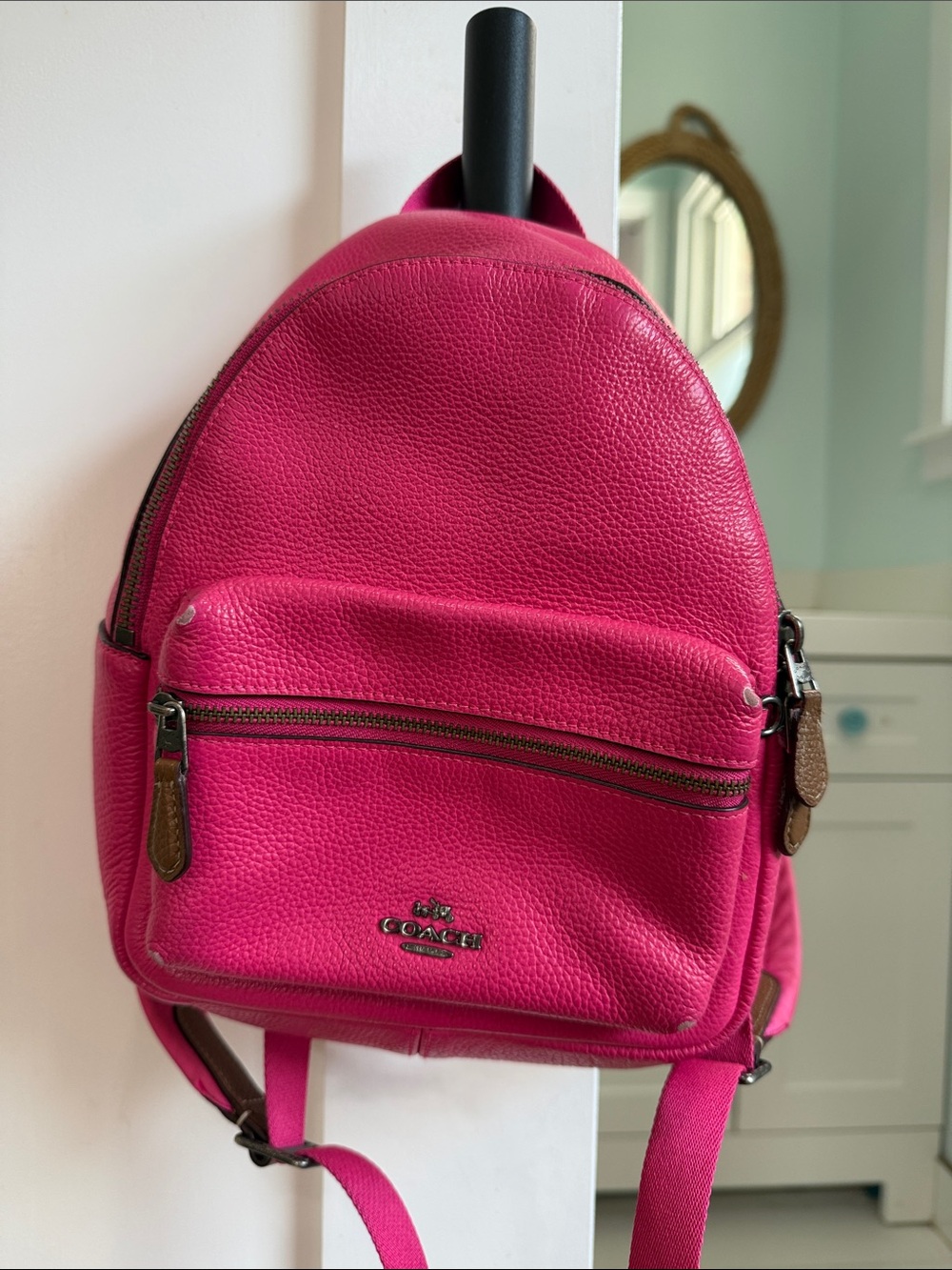 Coach Hot Pink Pebbled Leather Mini Backpack